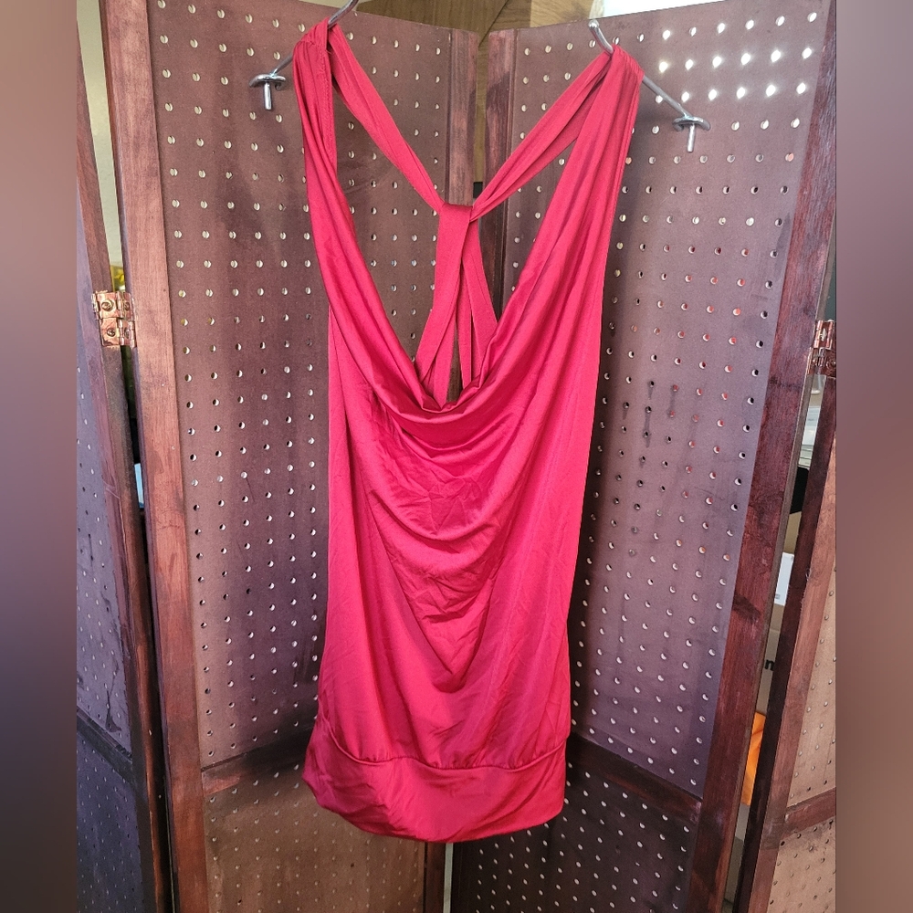 Red Sleeveless Draped Top